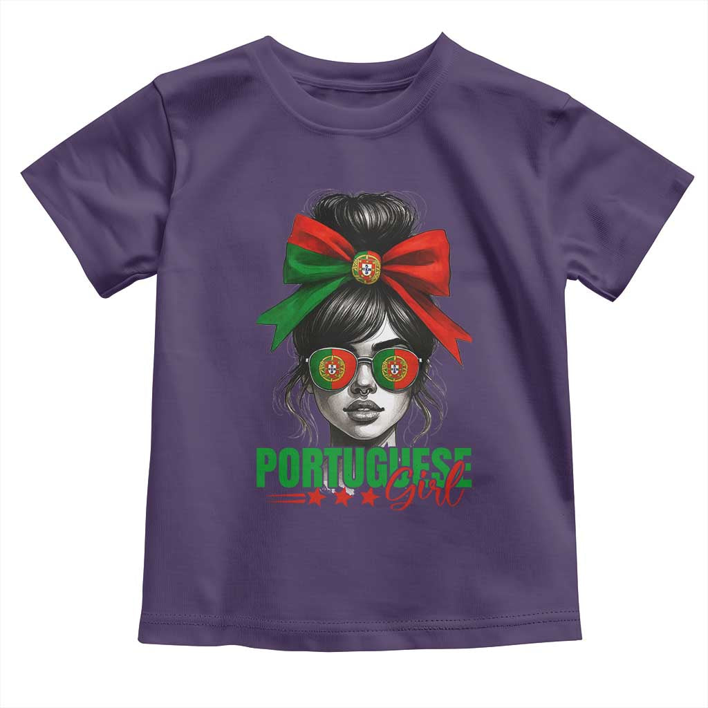 Portuguese Girl Toddler T Shirt Messy Bun Portugal Flag Roots Heritage Pride Gift - Wonder Print Shop