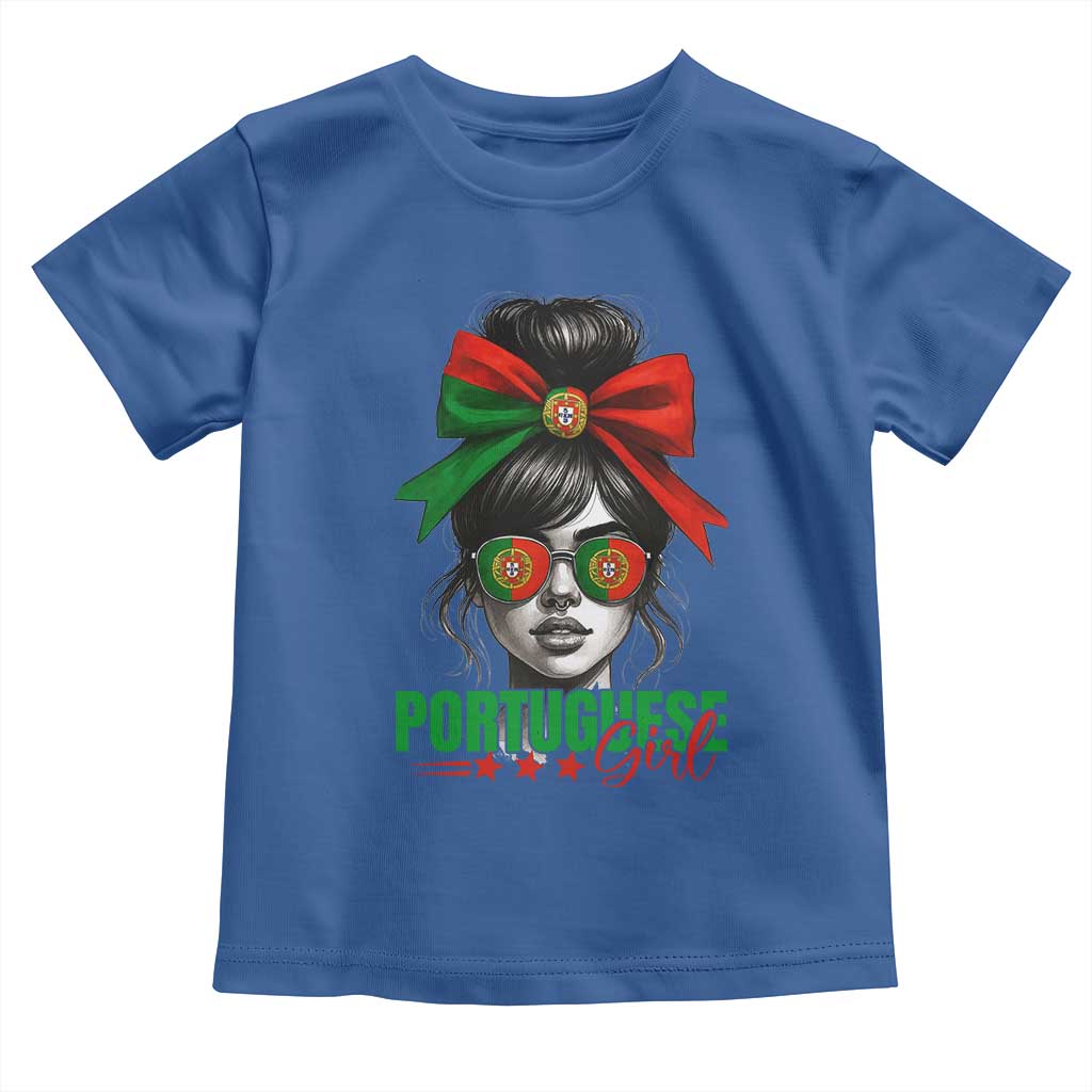 Portuguese Girl Toddler T Shirt Messy Bun Portugal Flag Roots Heritage Pride Gift - Wonder Print Shop