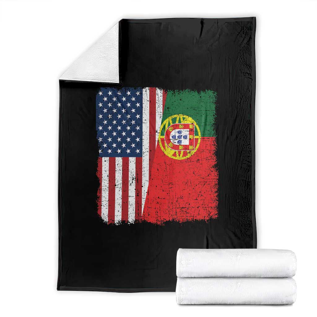 Portuguese American Flag Throw Blanket Retro Vintage USA Portugal Roots Heritage Pride - Wonder Print Shop
