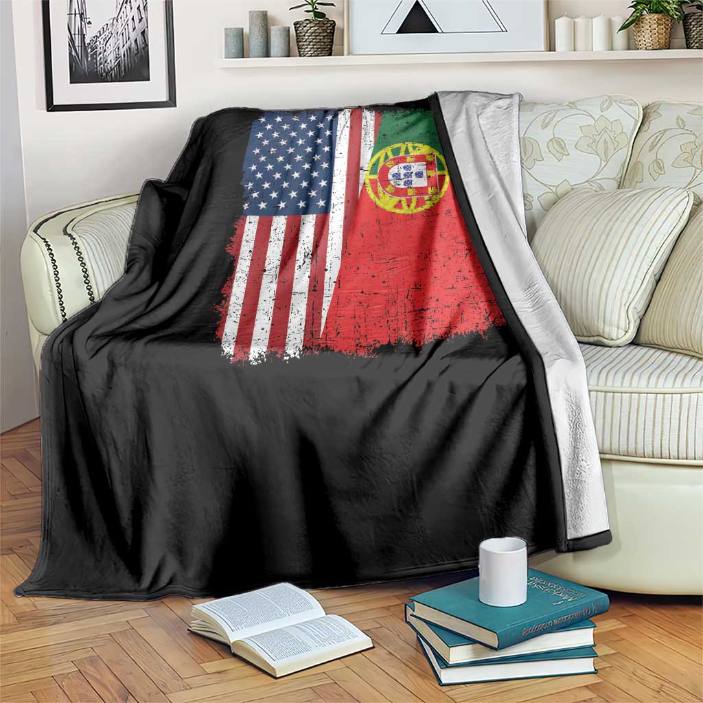 Portuguese American Flag Throw Blanket Retro Vintage USA Portugal Roots Heritage Pride - Wonder Print Shop