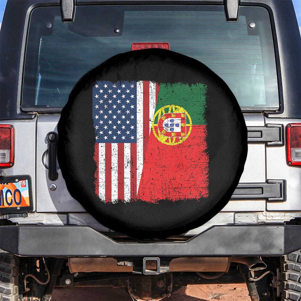 Portuguese American Flag Spare Tire Cover Retro Vintage USA Portugal Roots Heritage Pride - Wonder Print Shop