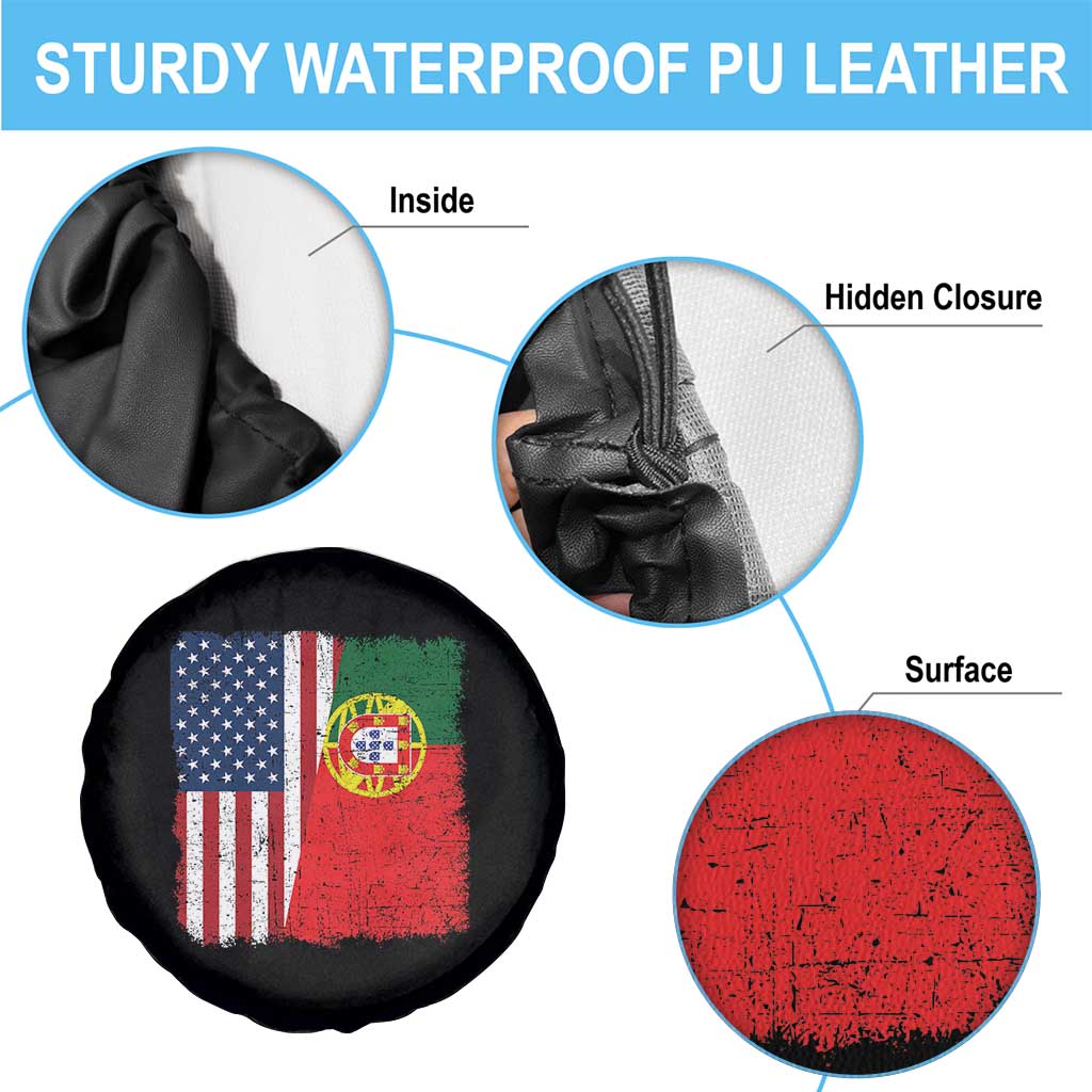 Portuguese American Flag Spare Tire Cover Retro Vintage USA Portugal Roots Heritage Pride - Wonder Print Shop