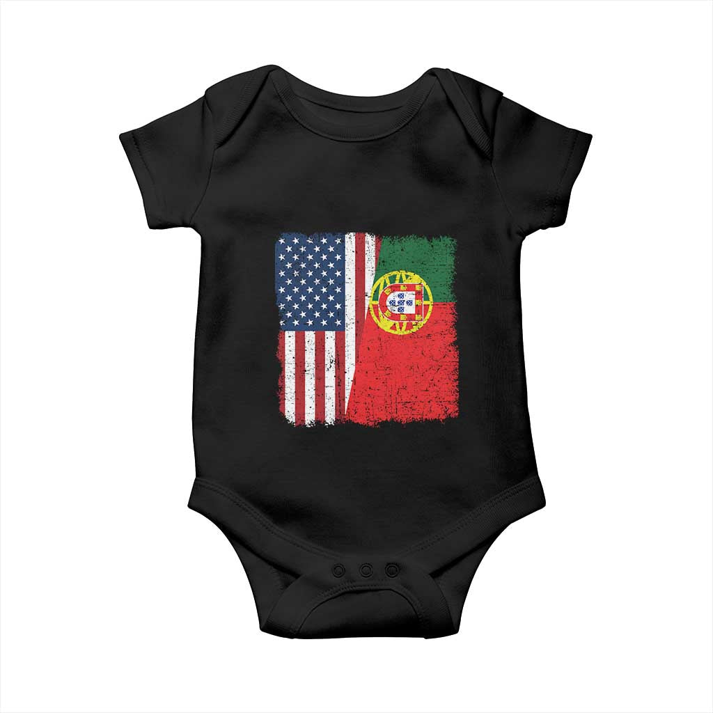 Portuguese American Flag Baby Onesie Retro Vintage USA Portugal Roots Heritage Pride - Wonder Print Shop