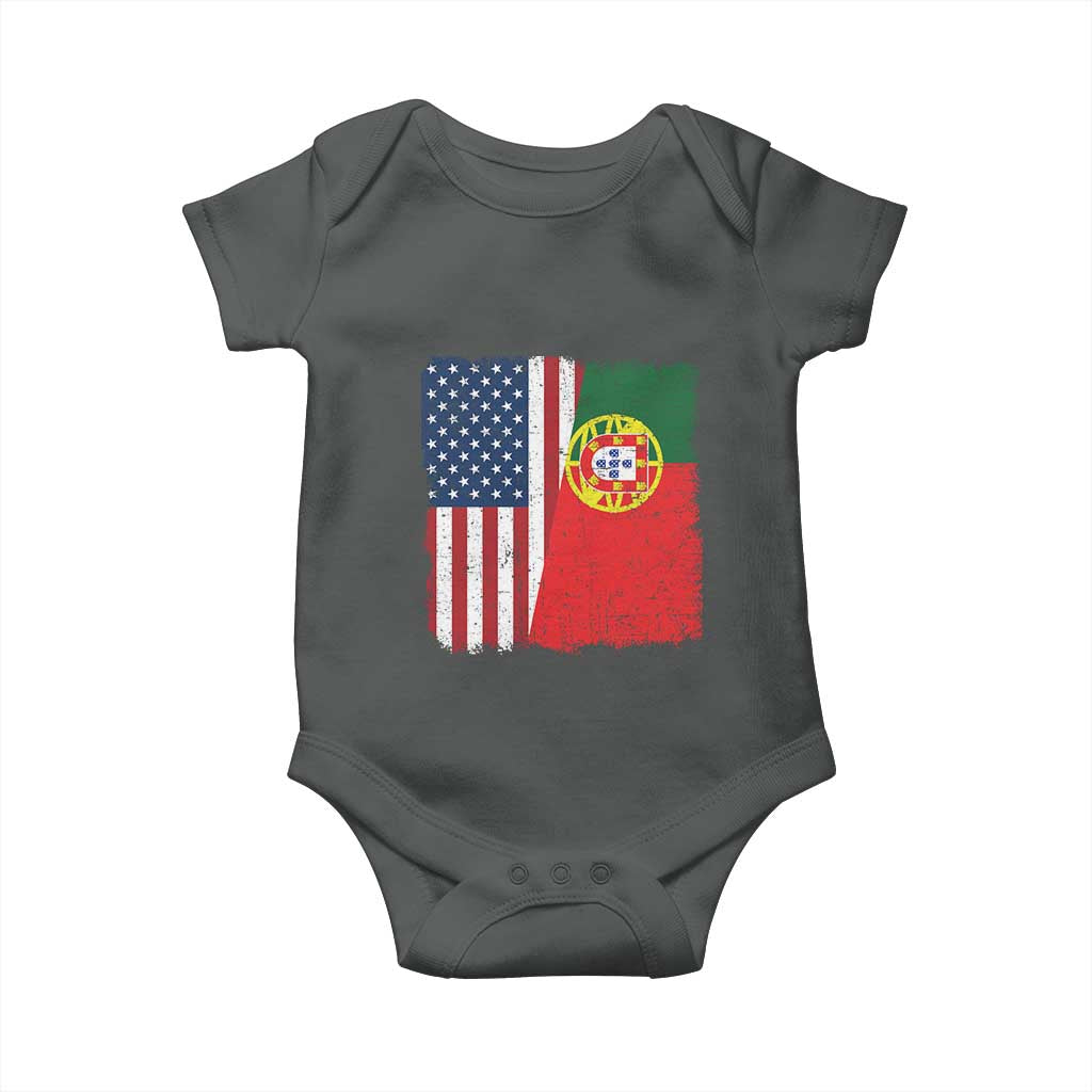 Portuguese American Flag Baby Onesie Retro Vintage USA Portugal Roots Heritage Pride - Wonder Print Shop
