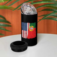 Portuguese American Flag 4 in 1 Can Cooler Tumbler Retro Vintage USA Portugal Roots Heritage Pride - Wonder Print Shop
