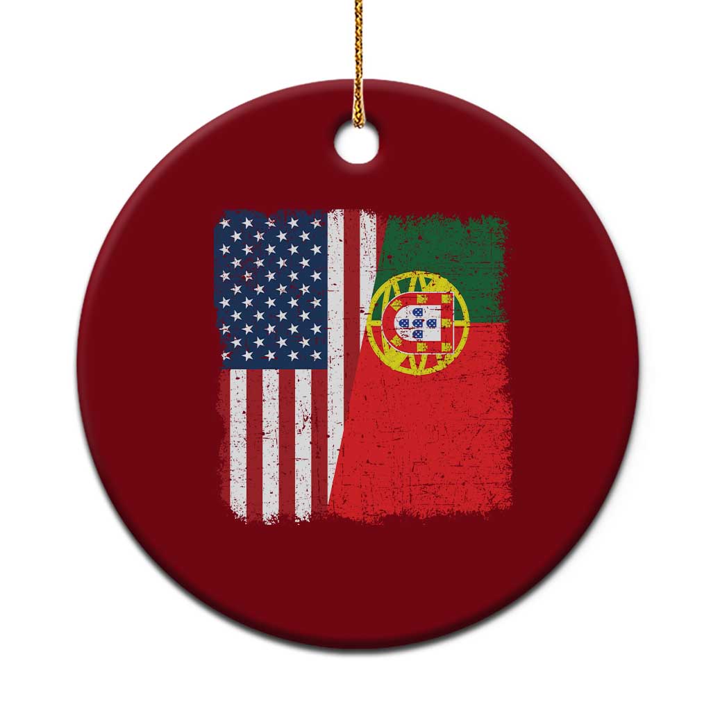 Portuguese American Flag Ceramic Ornament Retro Vintage USA Portugal Roots Heritage Pride - Wonder Print Shop