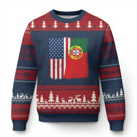 Portuguese American Flag Ugly Christmas Sweater Retro Vintage USA Portugal Roots Heritage Pride - Wonder Print Shop