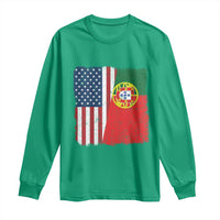 Portuguese American Flag Long Sleeve Shirt Retro Vintage USA Portugal Roots Heritage Pride - Wonder Print Shop