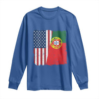 Portuguese American Flag Long Sleeve Shirt Retro Vintage USA Portugal Roots Heritage Pride - Wonder Print Shop