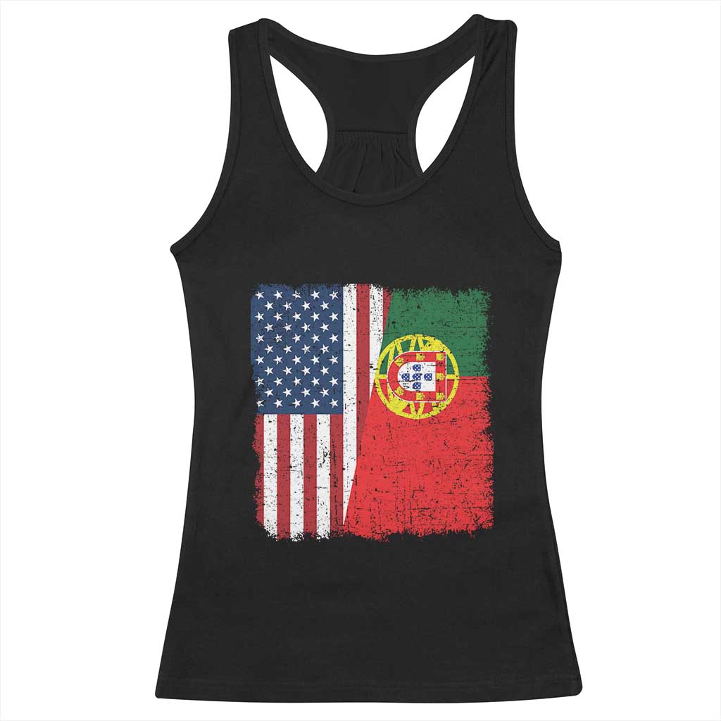 Portuguese American Flag Racerback Tank Top Retro Vintage USA Portugal Roots Heritage Pride - Wonder Print Shop