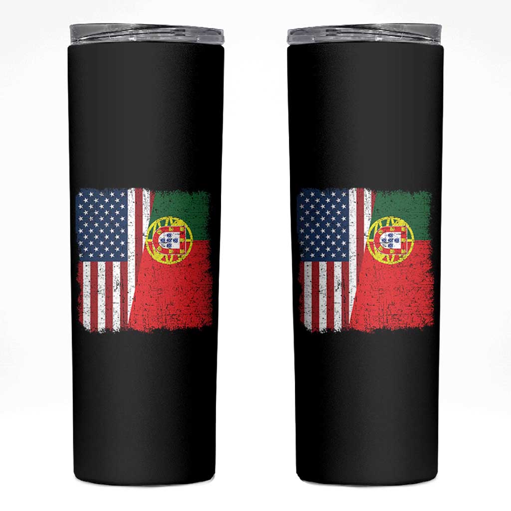 Portuguese American Flag Skinny Tumbler Retro Vintage USA Portugal Roots Heritage Pride - Wonder Print Shop