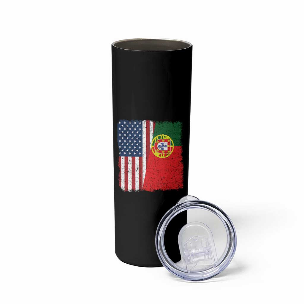 Portuguese American Flag Skinny Tumbler Retro Vintage USA Portugal Roots Heritage Pride - Wonder Print Shop