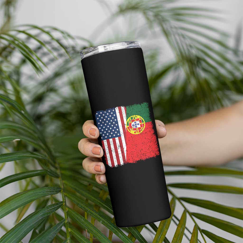 Portuguese American Flag Skinny Tumbler Retro Vintage USA Portugal Roots Heritage Pride - Wonder Print Shop