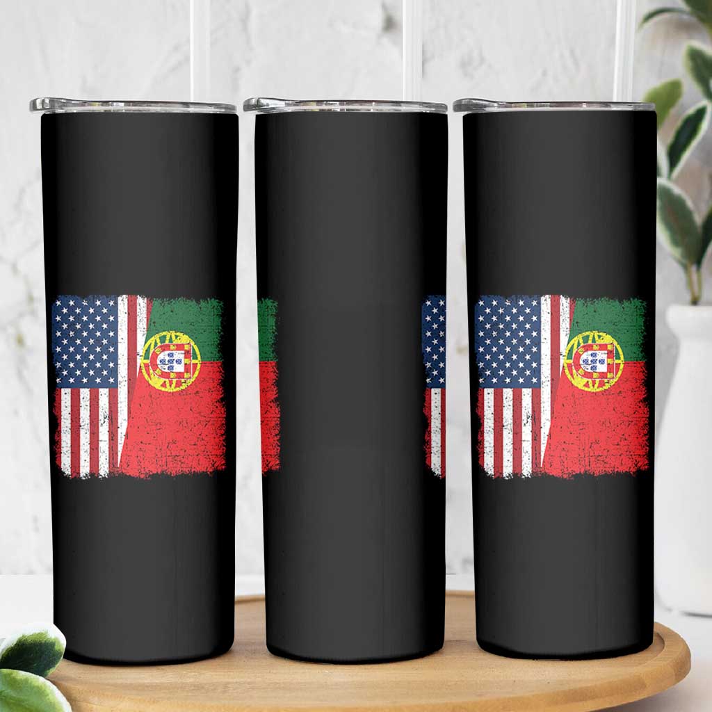 Portuguese American Flag Skinny Tumbler Retro Vintage USA Portugal Roots Heritage Pride - Wonder Print Shop
