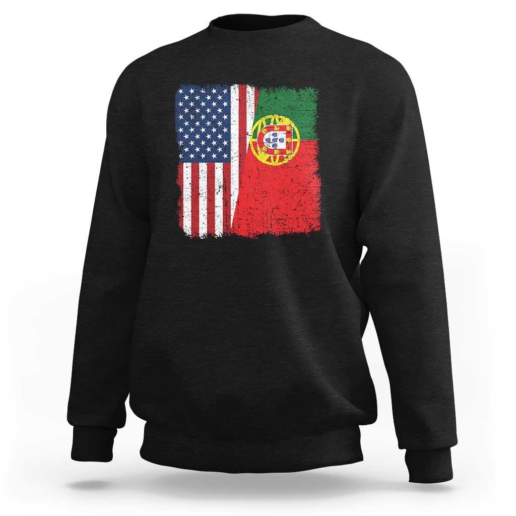 Portuguese American Flag Sweatshirt Retro Vintage USA Portugal Roots Heritage Pride - Wonder Print Shop