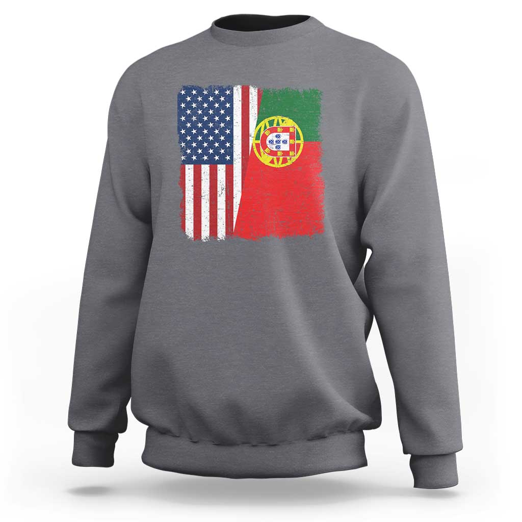 Portuguese American Flag Sweatshirt Retro Vintage USA Portugal Roots Heritage Pride - Wonder Print Shop