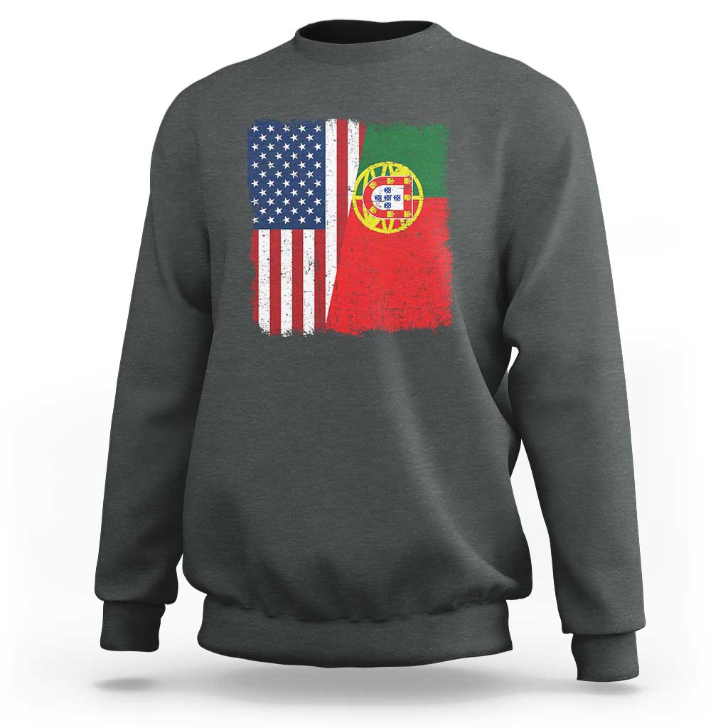 Portuguese American Flag Sweatshirt Retro Vintage USA Portugal Roots Heritage Pride - Wonder Print Shop
