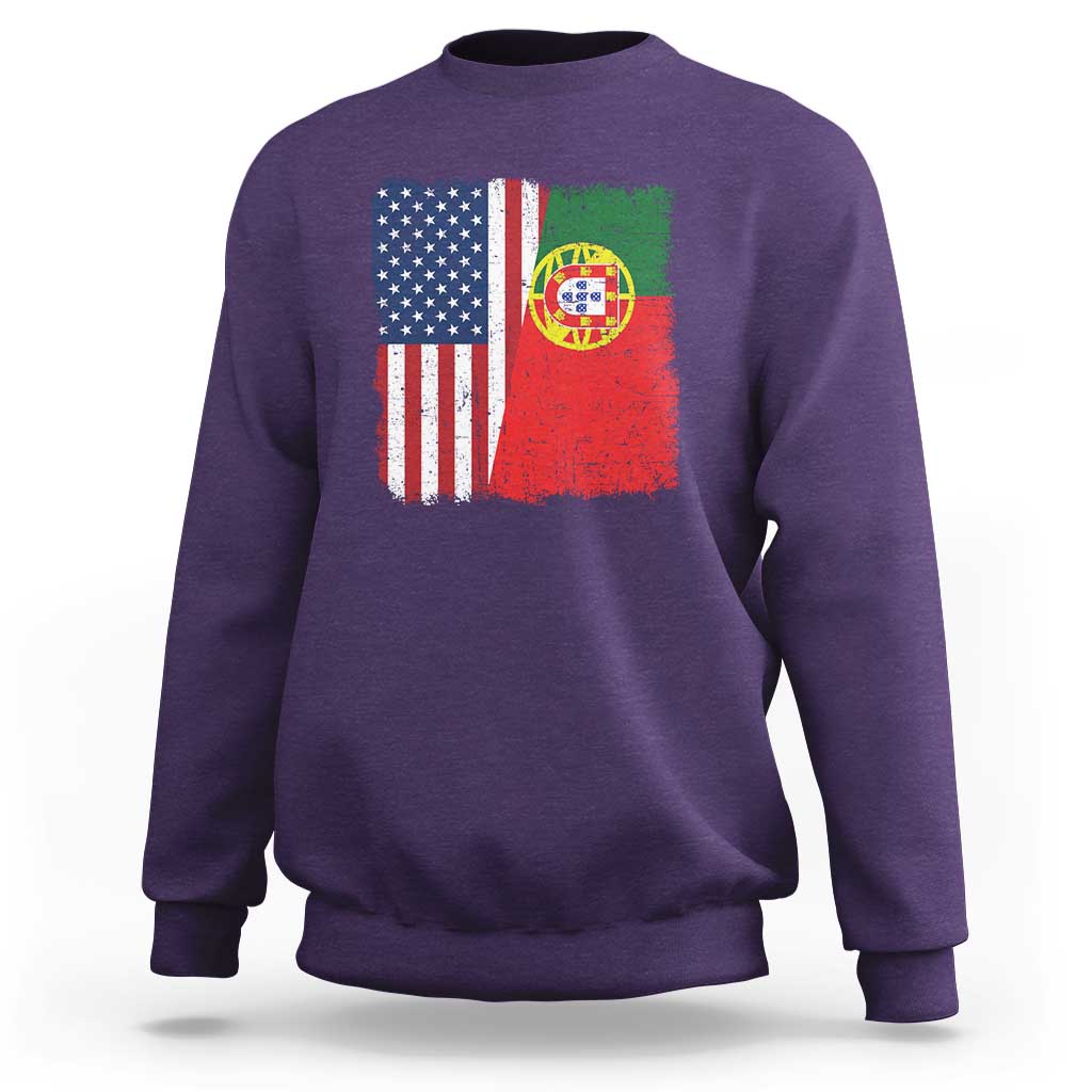 Portuguese American Flag Sweatshirt Retro Vintage USA Portugal Roots Heritage Pride - Wonder Print Shop