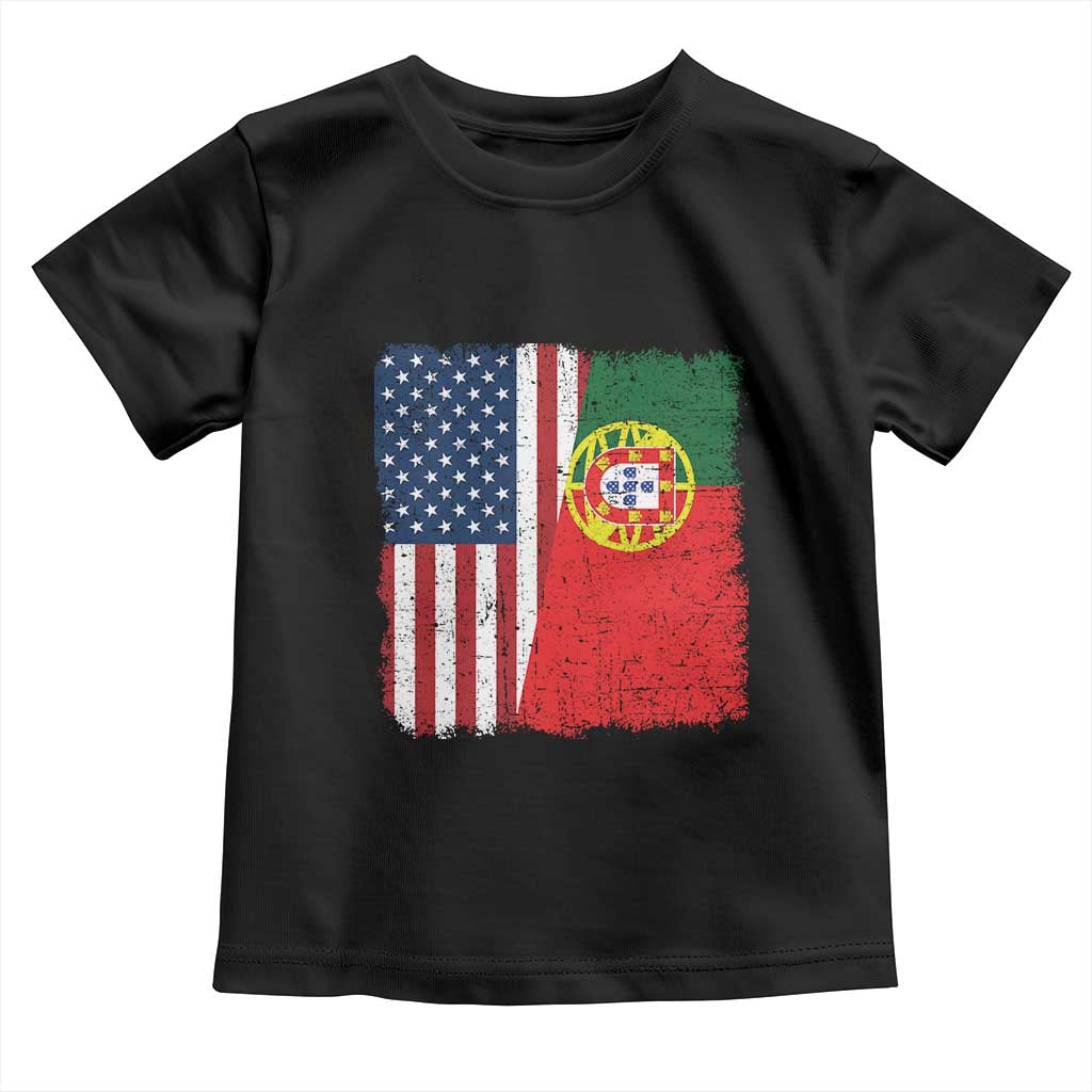 Portuguese American Flag Toddler T Shirt Retro Vintage USA Portugal Roots Heritage Pride - Wonder Print Shop