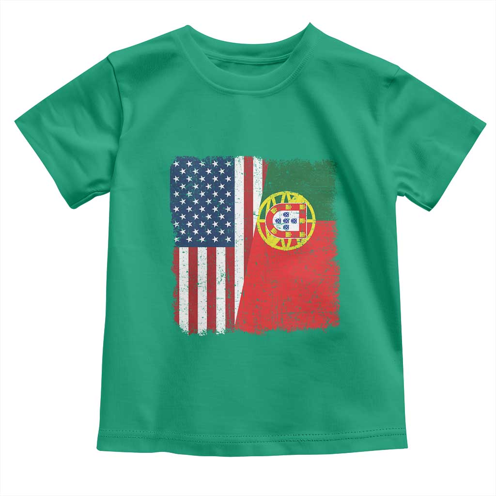 Portuguese American Flag Toddler T Shirt Retro Vintage USA Portugal Roots Heritage Pride - Wonder Print Shop