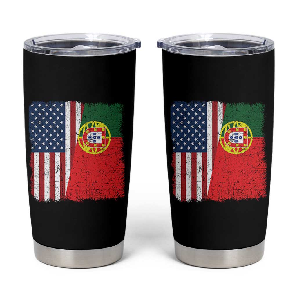 Portuguese American Flag Tumbler Cup Retro Vintage USA Portugal Roots Heritage Pride - Wonder Print Shop