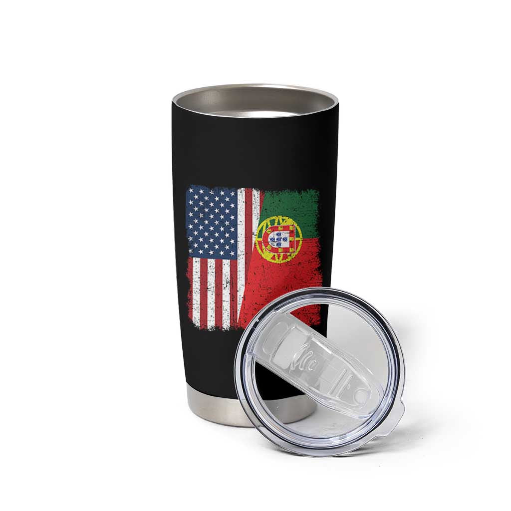 Portuguese American Flag Tumbler Cup Retro Vintage USA Portugal Roots Heritage Pride - Wonder Print Shop