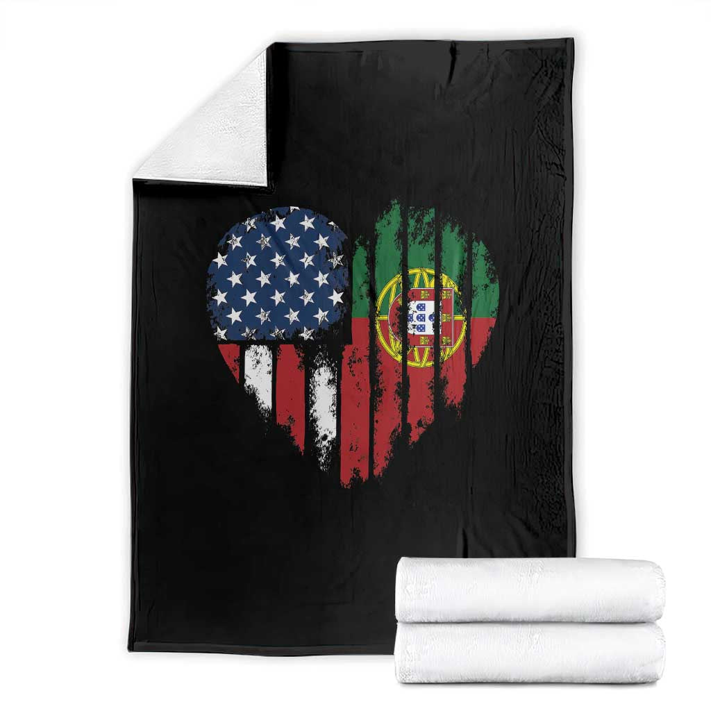 Half Portuguese American Flag Throw Blanket Portugal Roots USA Flag Immigrant Gifts - Wonder Print Shop