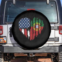 Half Portuguese American Flag Spare Tire Cover Portugal Roots USA Flag Immigrant Gifts - Wonder Print Shop
