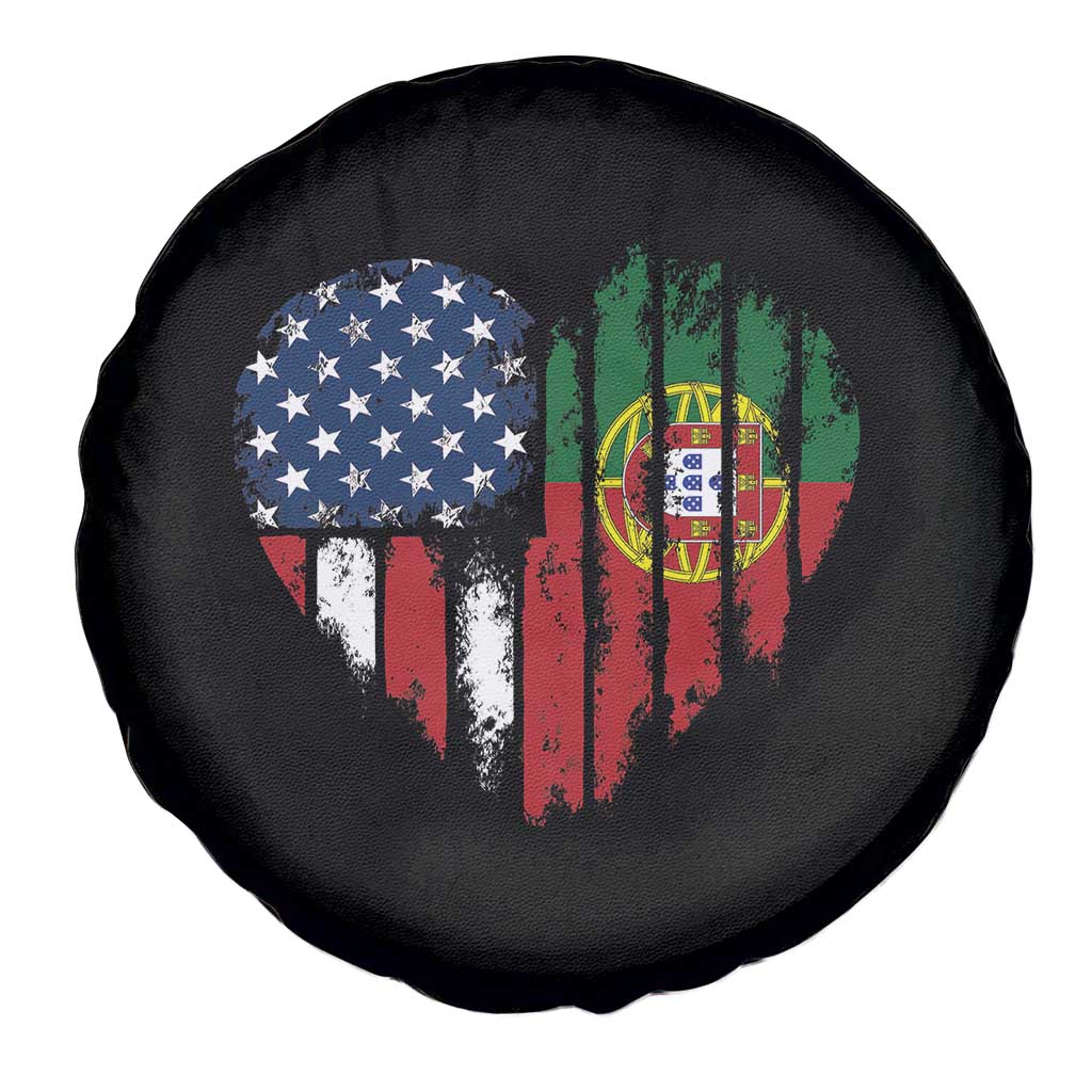 Half Portuguese American Flag Spare Tire Cover Portugal Roots USA Flag Immigrant Gifts - Wonder Print Shop