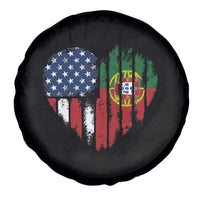 Half Portuguese American Flag Spare Tire Cover Portugal Roots USA Flag Immigrant Gifts - Wonder Print Shop