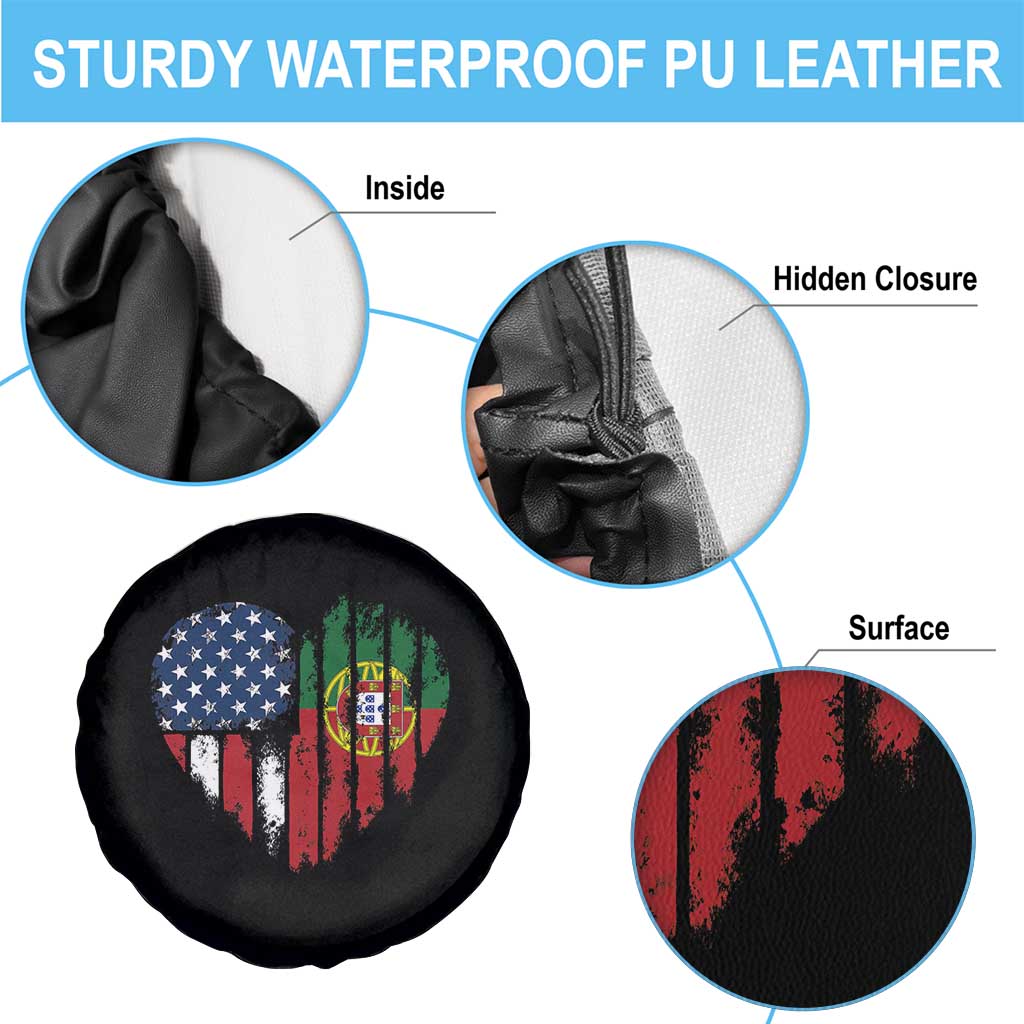 Half Portuguese American Flag Spare Tire Cover Portugal Roots USA Flag Immigrant Gifts - Wonder Print Shop