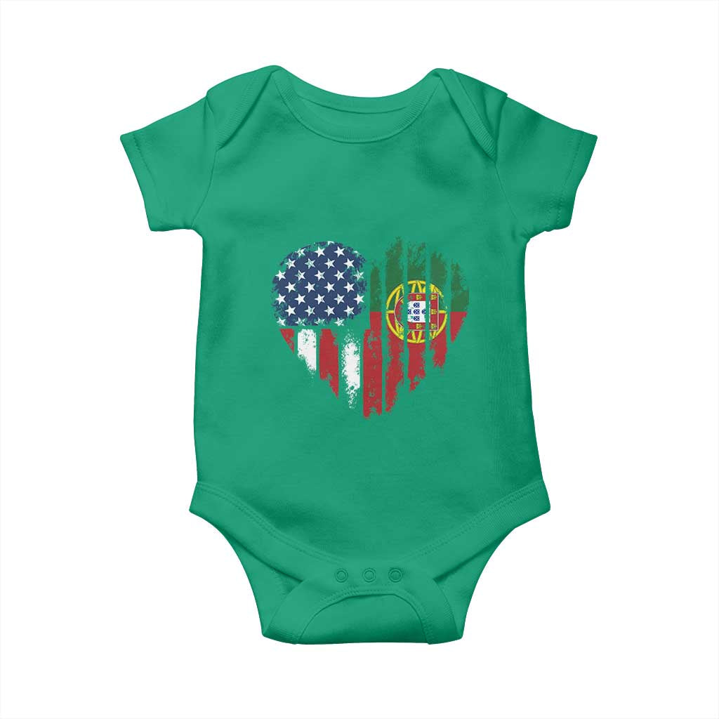 Half Portuguese American Flag Baby Onesie Portugal Roots USA Flag Immigrant Gifts - Wonder Print Shop