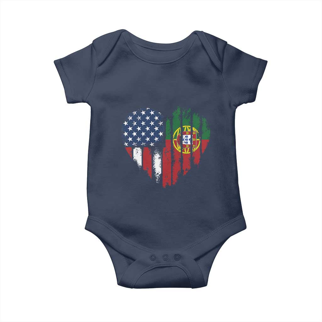 Half Portuguese American Flag Baby Onesie Portugal Roots USA Flag Immigrant Gifts - Wonder Print Shop