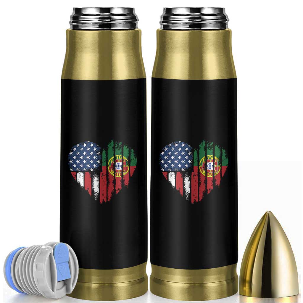 Half Portuguese American Flag Bullet Tumbler Portugal Roots USA Flag Immigrant Gifts - Wonder Print Shop
