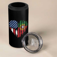 Half Portuguese American Flag 4 in 1 Can Cooler Tumbler Portugal Roots USA Flag Immigrant Gifts - Wonder Print Shop