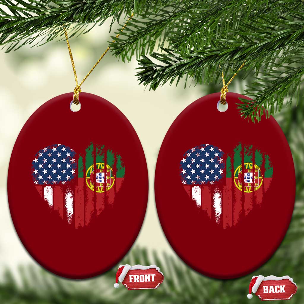 Half Portuguese American Flag Ceramic Ornament Portugal Roots USA Flag Immigrant Gifts - Wonder Print Shop