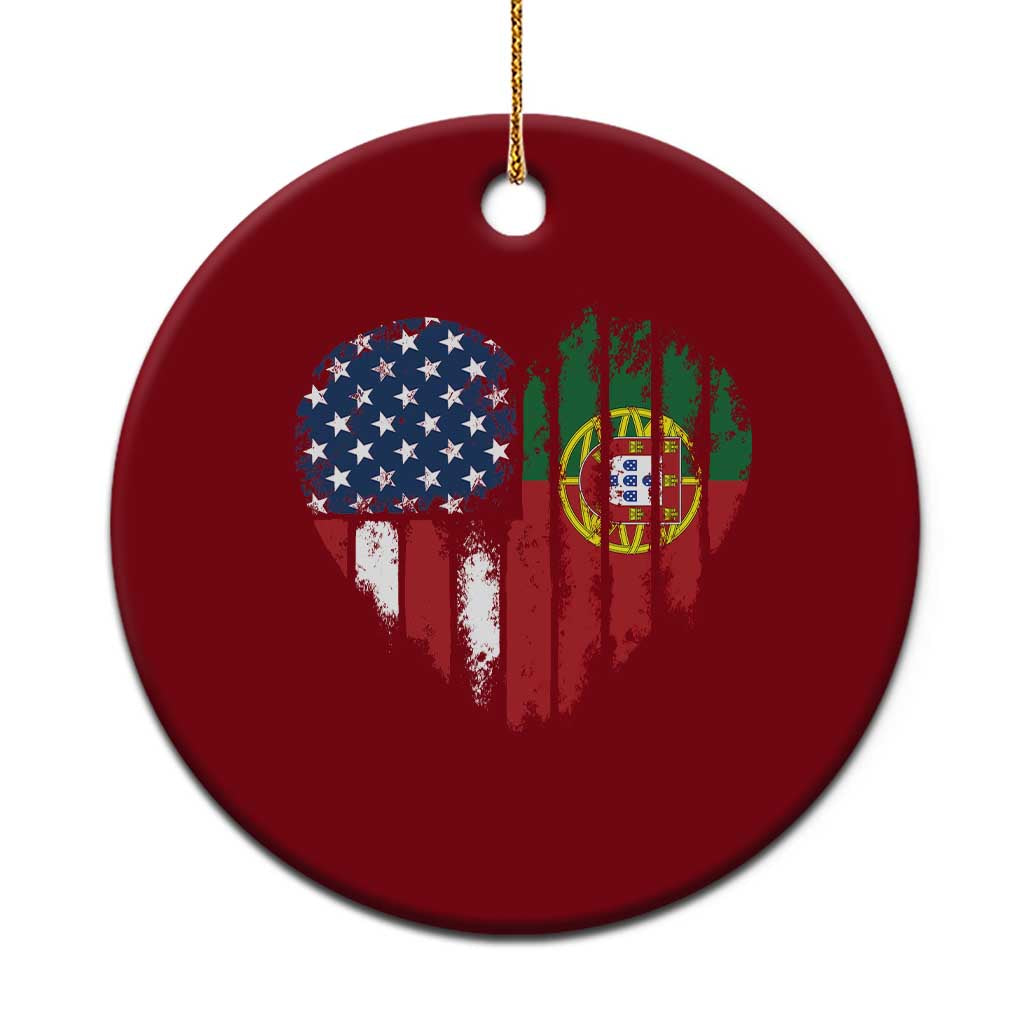 Half Portuguese American Flag Ceramic Ornament Portugal Roots USA Flag Immigrant Gifts - Wonder Print Shop