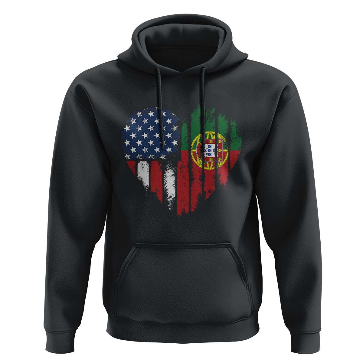 Half Portuguese American Flag Hoodie Portugal Roots USA Flag Immigrant Gifts - Wonder Print Shop