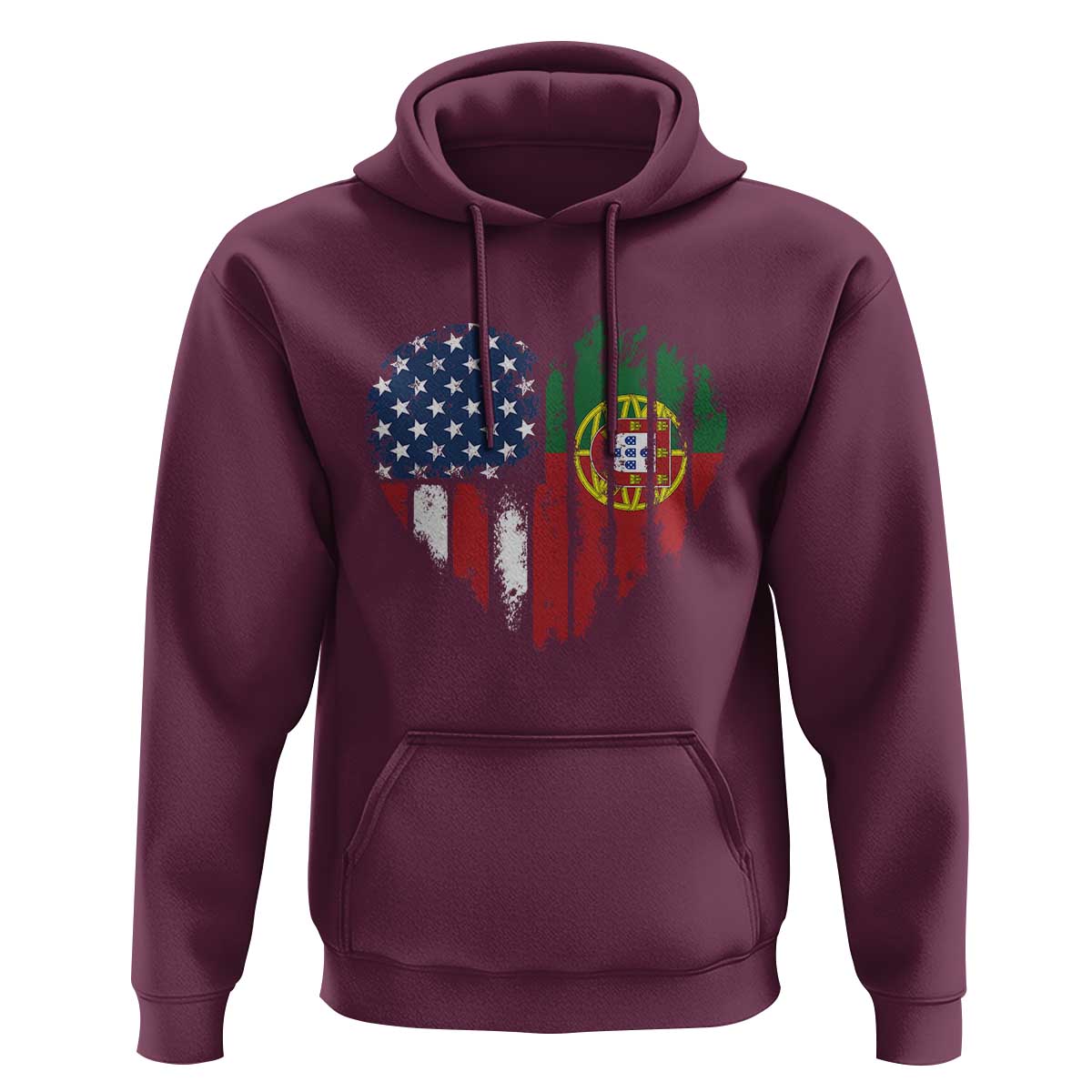 Half Portuguese American Flag Hoodie Portugal Roots USA Flag Immigrant Gifts - Wonder Print Shop