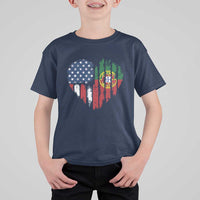 Half Portuguese American Flag T Shirt For Kid Portugal Roots USA Flag Immigrant Gifts - Wonder Print Shop