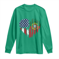 Half Portuguese American Flag Long Sleeve Shirt Portugal Roots USA Flag Immigrant Gifts - Wonder Print Shop