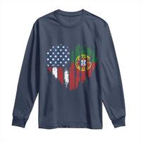 Half Portuguese American Flag Long Sleeve Shirt Portugal Roots USA Flag Immigrant Gifts - Wonder Print Shop