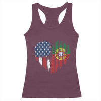 Half Portuguese American Flag Racerback Tank Top Portugal Roots USA Flag Immigrant Gifts - Wonder Print Shop