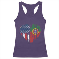 Half Portuguese American Flag Racerback Tank Top Portugal Roots USA Flag Immigrant Gifts - Wonder Print Shop