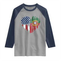 Half Portuguese American Flag Raglan Shirt Portugal Roots USA Flag Immigrant Gifts - Wonder Print Shop
