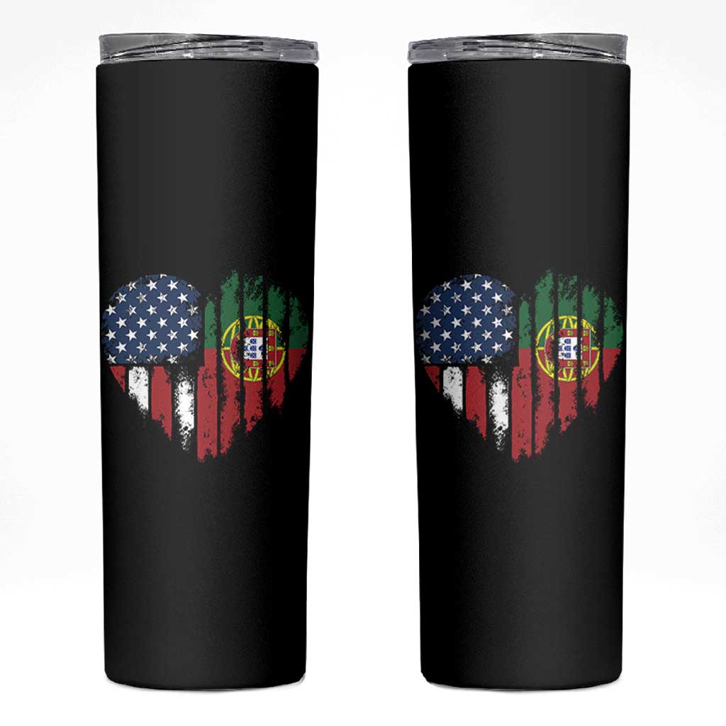 Half Portuguese American Flag Skinny Tumbler Portugal Roots USA Flag Immigrant Gifts - Wonder Print Shop