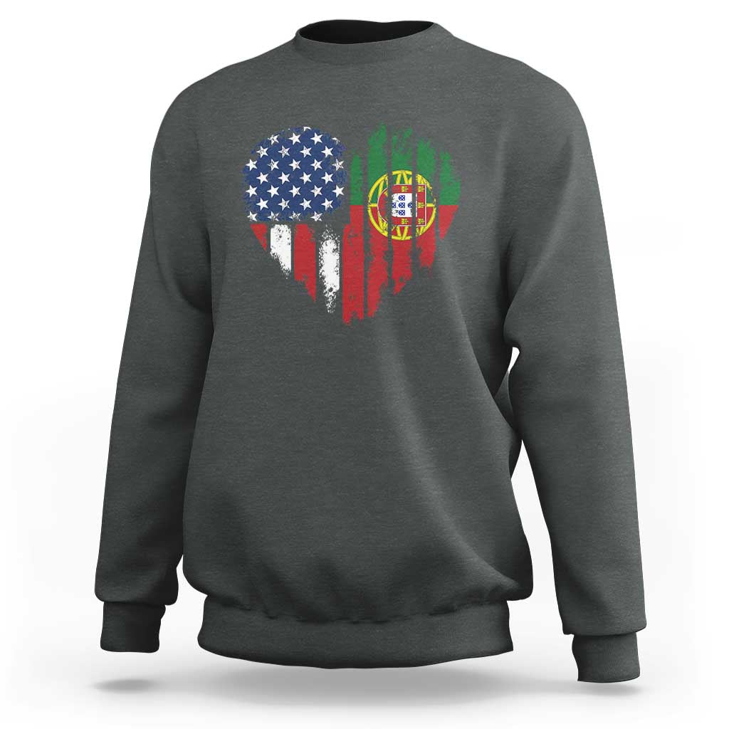 Half Portuguese American Flag Sweatshirt Portugal Roots USA Flag Immigrant Gifts - Wonder Print Shop