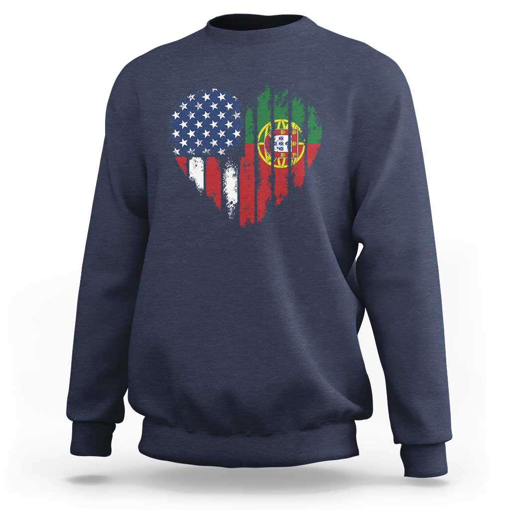 Half Portuguese American Flag Sweatshirt Portugal Roots USA Flag Immigrant Gifts - Wonder Print Shop