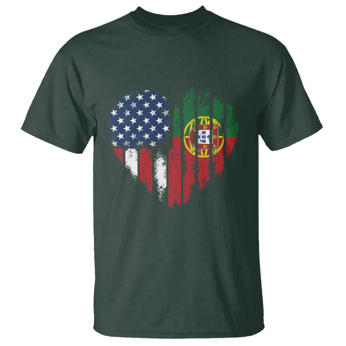 Half Portuguese American Flag T Shirt Portugal Roots USA Flag Immigrant Gifts - Wonder Print Shop