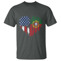 Half Portuguese American Flag T Shirt Portugal Roots USA Flag Immigrant Gifts - Wonder Print Shop